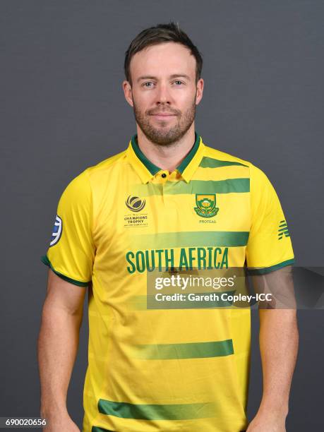 De Villiers of South Africa poses for a portrait at Royal Garden Hotel on May 30, 2017 in London, England.