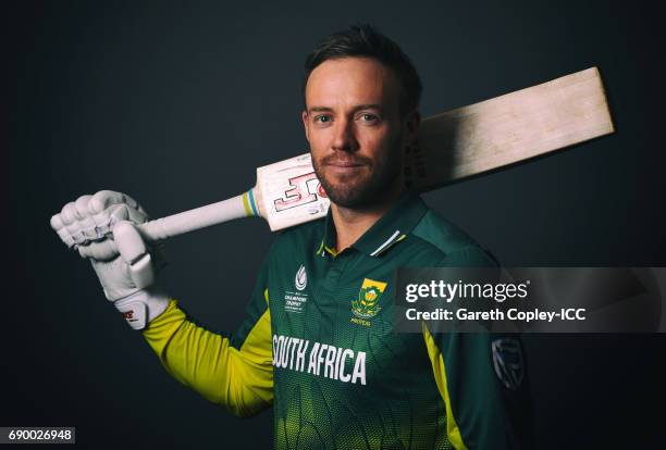 De Villiers of South Africa poses for a portrait at Royal Garden Hotel on May 30, 2017 in London, England.