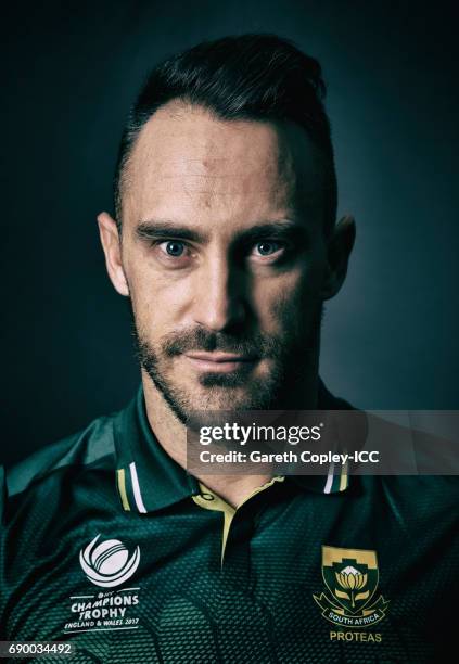 Faf du Plessis of South Africa poses for a portrait at Royal Garden Hotel on May 30, 2017 in London, England.