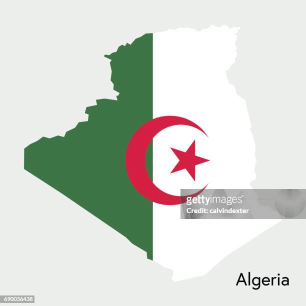 阿爾及利亞國旗顏色的彩色地圖 - algeria 幅插畫檔、美工圖案、卡通及圖標