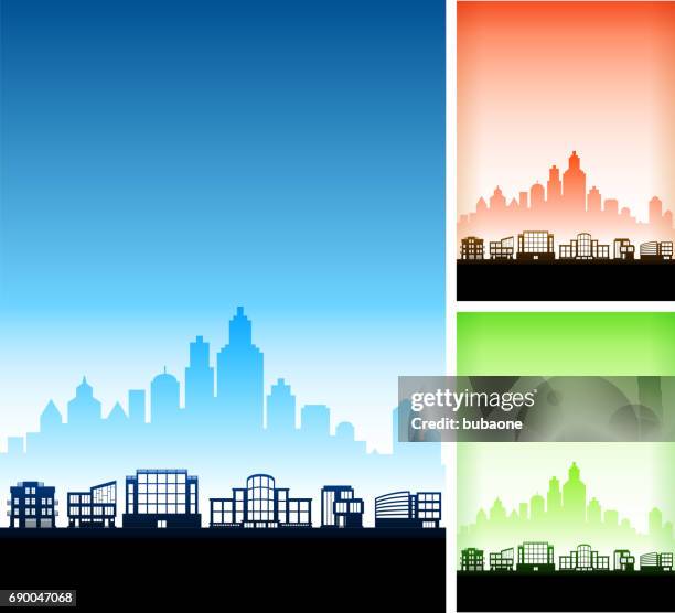contemporary cityscape with modern city skyline vector background - duplex stock illustrations