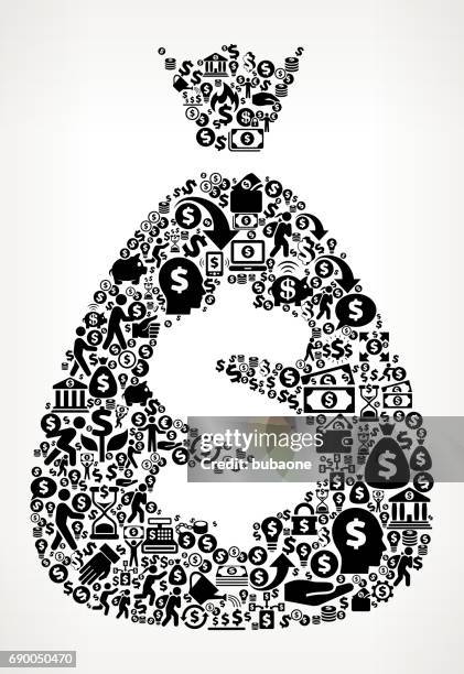 money bag  money and finance black and white icon background - banking sign stock illustrations