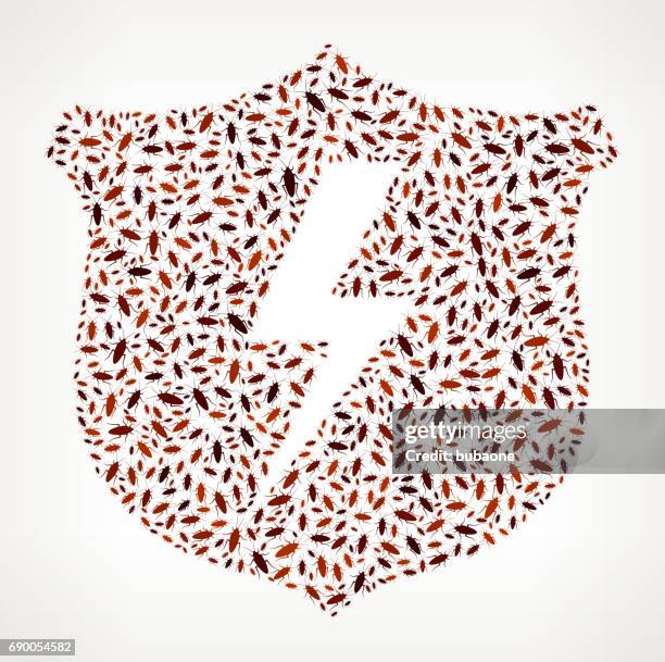 shield & lightning cockroach vector icon pattern - infestation stock illustrations