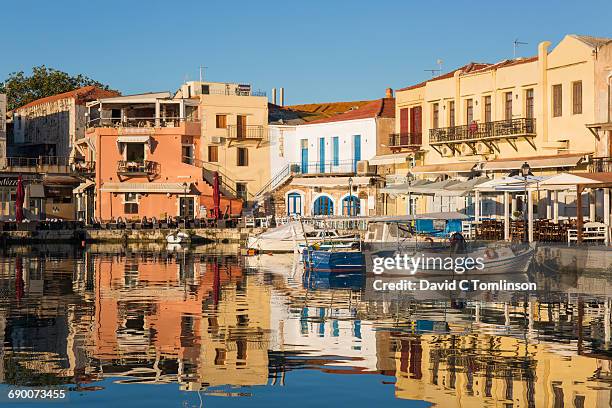 the venetian harbour at sunrise, rethymno, crete - rethymnon stock pictures, royalty-free photos & images