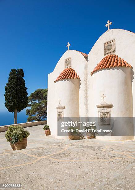 the monastery of preveli, plakias, crete - crete rethymnon stock pictures, royalty-free photos & images