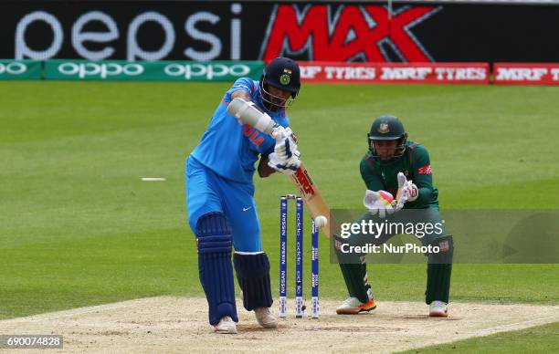 Shikhar Dhawan of India during the ICC Champions Trophy Warm-up match between India and Bangladesh at The Oval in London on May 30, 2017