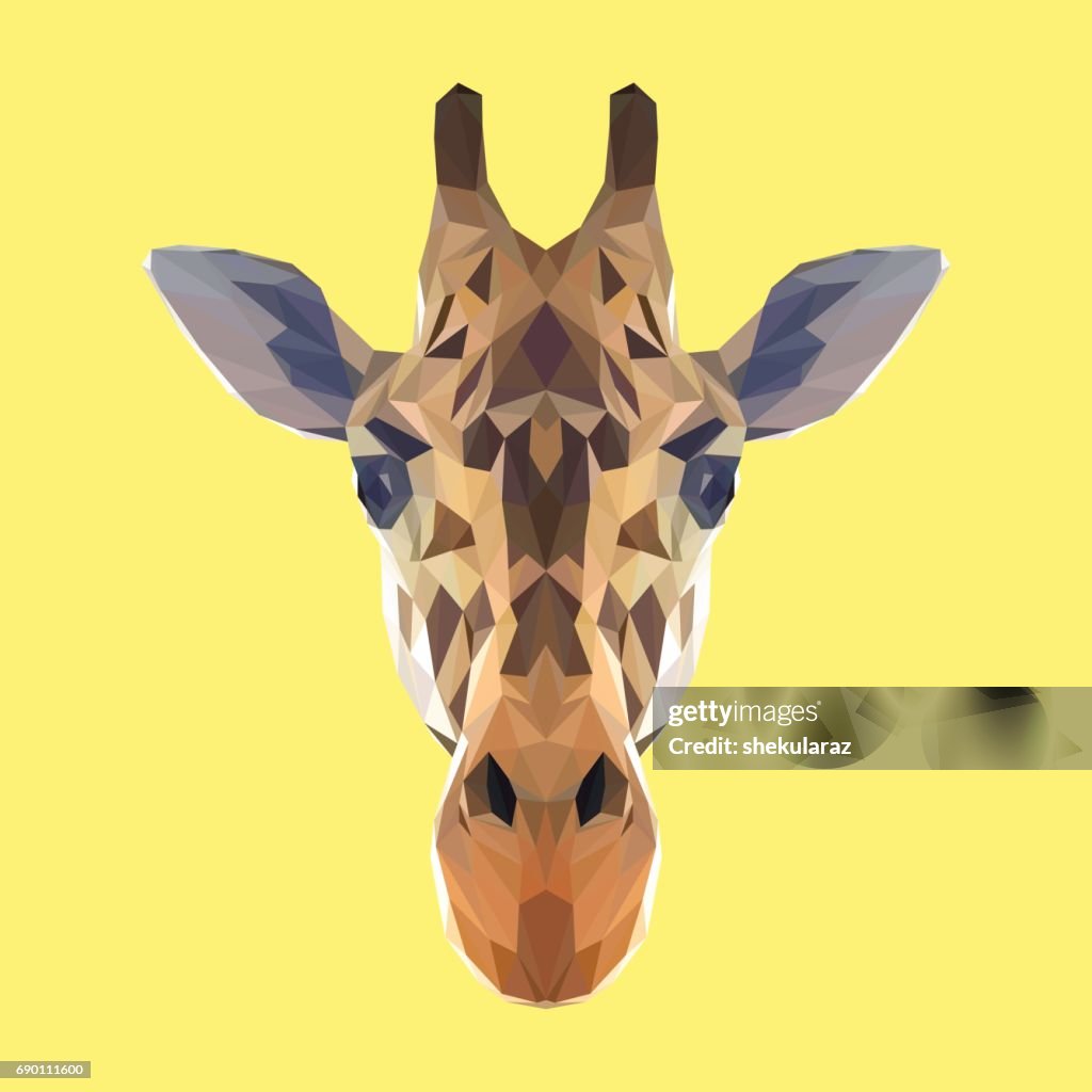 Triangular Giraffe Cartoon Giraffe Low Poly Design Triangle Vector Illustration High-Res Vector ...