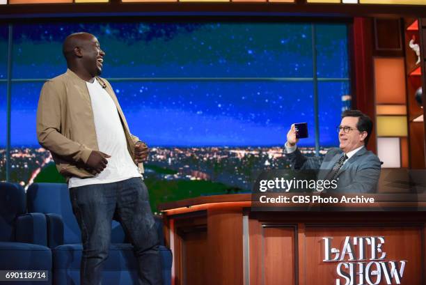 The Late Show with Stephen Colbert with guest Hannibal Buress during Wednesday's May 24, 2017 show.