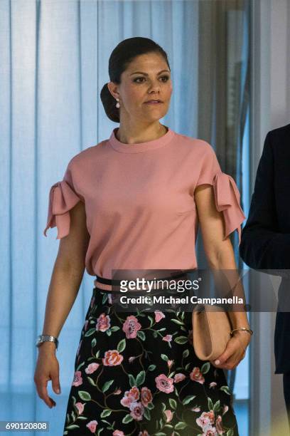 Crown Princess Victoria of Sweden is seen visiting visit Arkitema, a danish architecture firm, on May 30, 2017 in Stockholm, Sweden.
