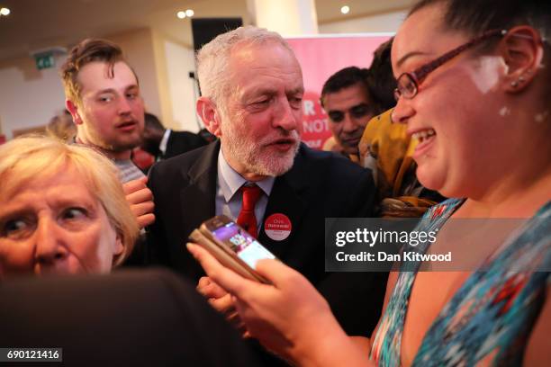 Labour Leader Jeremy Corbyn launches their party's 'Race and Faith' manifesto during an event on May 30, 2017 in Watford, England. Britain goes to...