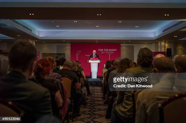 Labour Leader Jeremy Corbyn launches their party's 'Race and Faith' manifesto during an event on May 30, 2017 in Watford, England. Britain goes to...