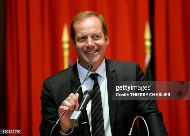 Director of the Tour de France Christian Prudhomme speaks during a press conference announcing that Brussels will be the departure city for the Tour...