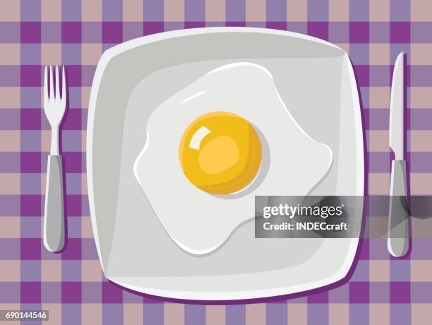 fried egg on plate - omelette stock illustrations
