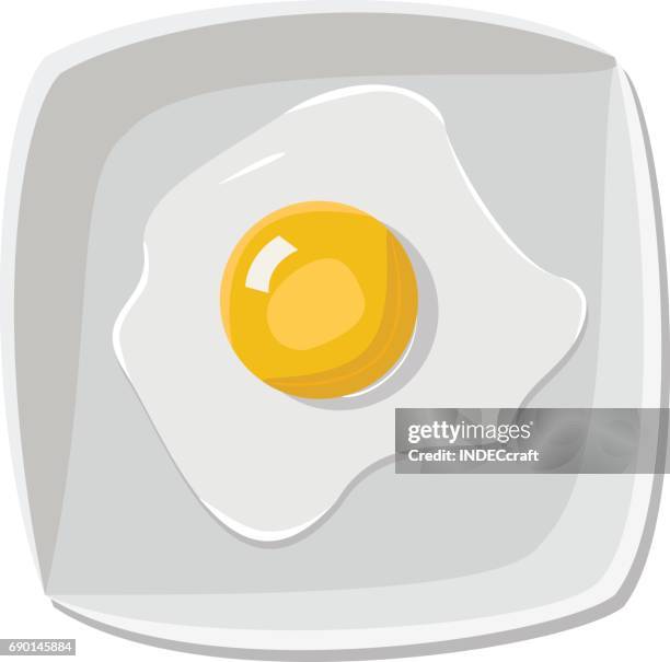fried egg on plate - omelette stock illustrations