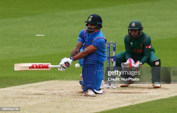 Shikhar Dhawan of India during the ICC Champions Trophy Warm-up match between India and Bangladesh at The Oval in London on May 30, 2017