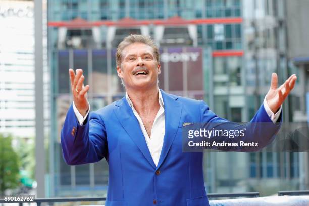 David Hasselhoff poses at the 'Baywatch' Photo Call at Sony Centre on May 30, 2017 in Berlin, Germany.