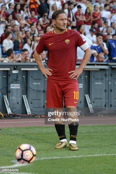 Francesco Totti during the Italian Serie A football match between A.S. Roma and F.C. Genoa at the Olympic Stadium in Rome, on may 28, 2017.