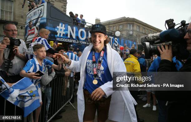 Huddersfield Town's Michael Hefele during the promotion parade in Huddersfield. PRESS ASSOCIATION Photo. Picture date: Tuesday May 30, 2017. See PA...