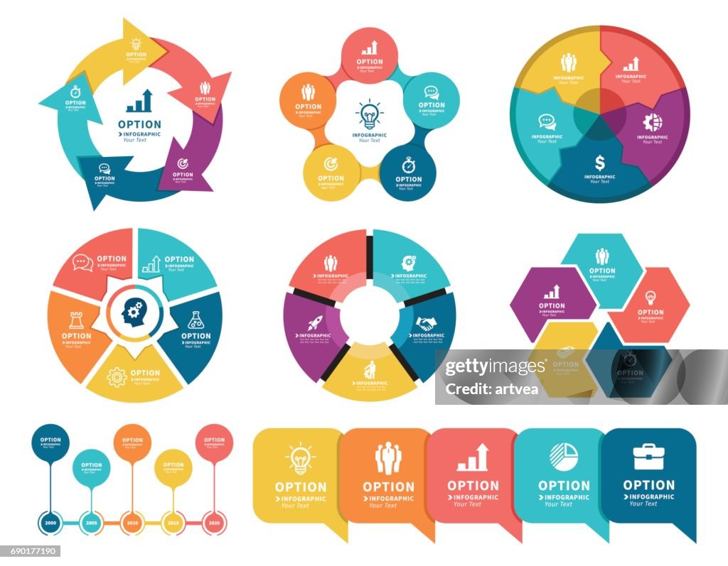 Business diagrams with 5 steps.