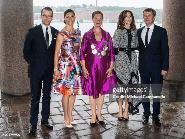 Prince Daniel of Sweden, Princess Victoria of Sweden, Eva-Louise Erlandsson Slorach, Prince Frederik of Denmark, and Princess Mary of Denmark arrive...