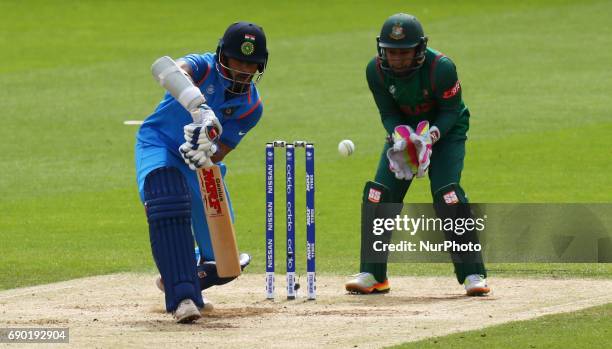 Shikhar Dhawan of India during the ICC Champions Trophy Warm-up match between India and Bangladesh at The Oval in London on May 30, 2017