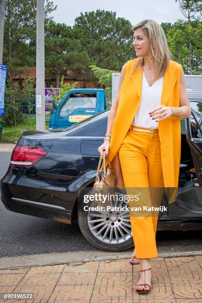 Queen Maxima of the Netherlands visits a grocery store that offers banking services of the Lien Viet Post Bank on May 30, 2017 in Da Lat, Vietnam....