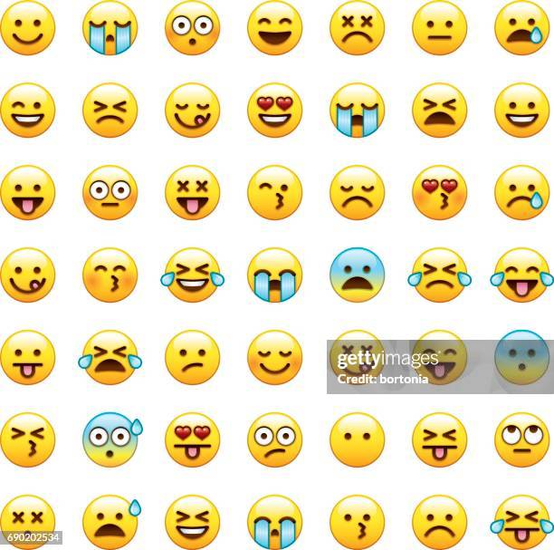 emoji icon set - frowning stock illustrations