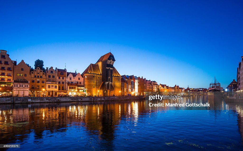 Nightview of Mottlau River Gdansk