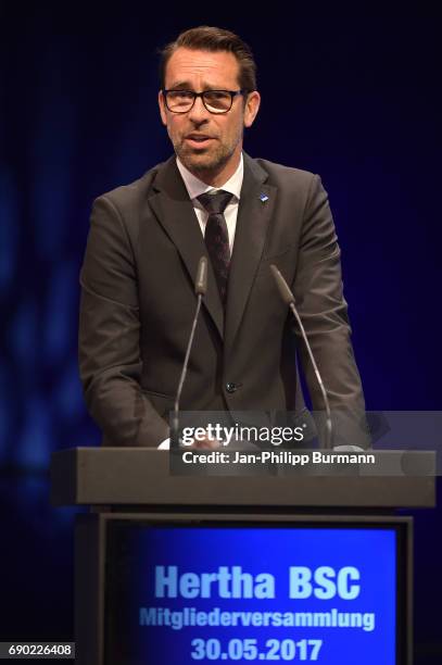 Michael Preetz of Hertha BSC during the members meeting on may 30, 2017 in Berlin, Germany.