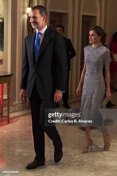 King Felipe VI of Spain and Queen Letizia of Spain attend the Europa Press news agency 60th Anniversary at the Villa Magna hotel on May 30, 2017 in...