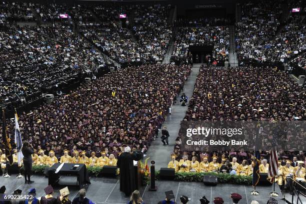 United States Senator Bernie Sanders, keynote speaker at the 2017 Brooklyn College Commencement at Barclays Center of Brooklyn on May 30, 2017 in the...