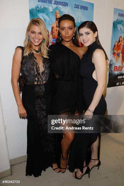 Kelly Rohrbach, Ilfenesh Hadera and Alexandra Daddario attend the European premiere of 'Baywatch' at Cinestar on May 30, 2017 in Berlin, Germany.