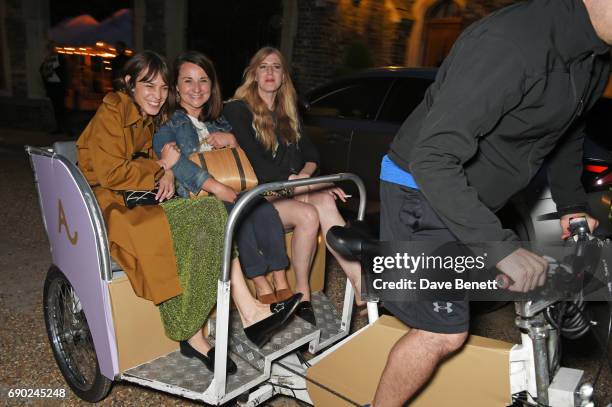 Alexa Chung, guest and Gillian Orr attend the ALEXACHUNG London Launch & Summer 17 Collection Reveal at the Danish Church of Saint Katharine on May...