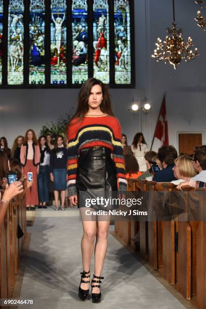 Model walks during the ALEXACHUNG London Launch and Collection Reveal on May 30, 2017 in London, England.