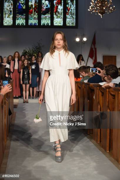 Fern Bain Smith walks during the ALEXACHUNG London Launch and Collection Reveal on May 30, 2017 in London, England.