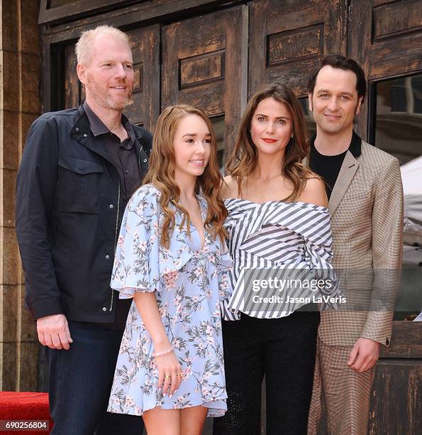 Noah Emmerich, Holly Taylor, Keri Russell and Matthew Rhys attend Russell's induction into the Hollywood Walk of Fame on May 30, 2017 in Hollywood,...