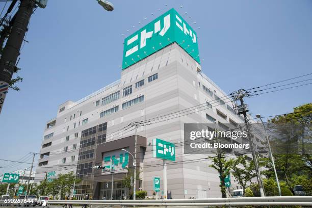 Nitori Holdings Co. Store stands in Tokyo, Japan, on Tuesday, April 25, 2017. In the 12 months through Feb. 20, Nitori Holdings did something no...