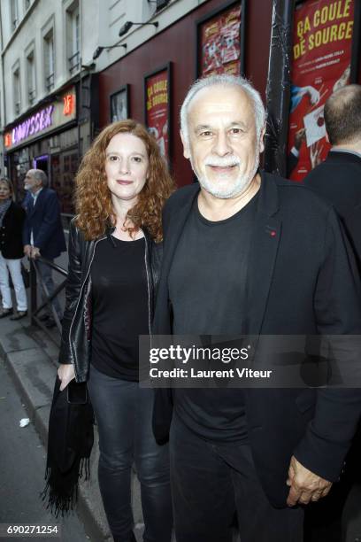 Actor Francis Perrin and his wife Actress Gersende Dufromentel attend "Ca Coule de Source " Theater Play at Theatre de la Gaite Montparnasse on May...