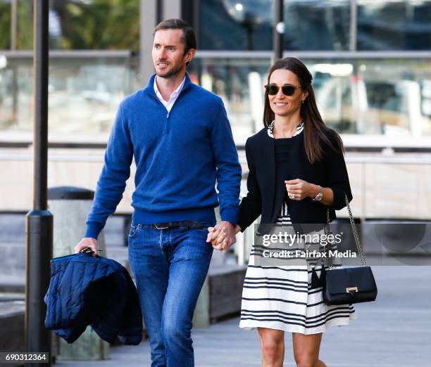 James Matthews and Pippa Middleton are seen leaving the Hyatt Hotel on May 31, 2017 in Sydney, Australia.