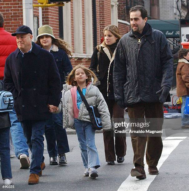 Millionaire Ron Perelman walks along Fifth Avenue with his children Caleigh , Samantha , Debra and Joshua January 5, 2002 in New York City.