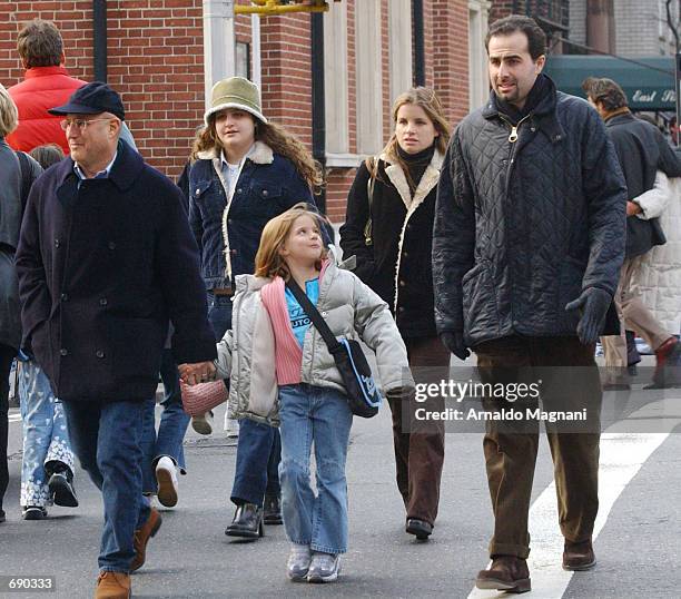 Millionaire Ron Perelman walks along Fifth Avenue with his children Caleigh , Samantha , Debra and Joshua January 5, 2002 in New York City.