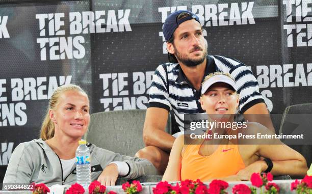 Svetlana Kuznetsova , Maria Sharapova and Feliciano Lopez during the charity day tournament during Mutua Madrid Open at Caja Magica on May 4, 2017 in...