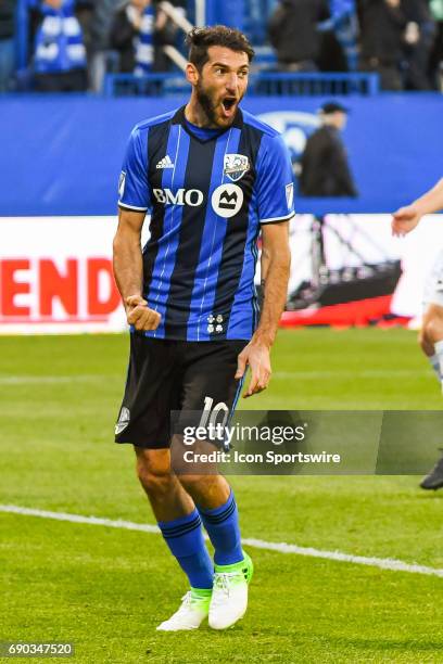 Montreal Impact midfielder Ignacio Piatti celebrating his second goal of the game on a penalty shot making the score 2-0 Impact, during the Montreal...