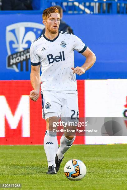 Look on Vancouver Whitecaps defender Tim Parker running with the ball during the Montreal Impact versus the Vancouver Whitecaps FC game on May 30 at...