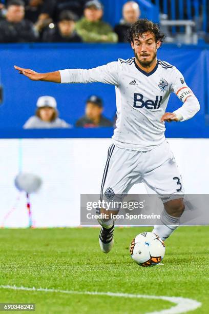 Look on Vancouver Whitecaps midfielder Russell Teibert about to kick the ball during the Montreal Impact versus the Vancouver Whitecaps FC game on...