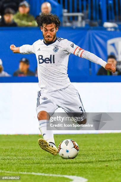 Look on Vancouver Whitecaps midfielder Russell Teibert about to kick the ball during the Montreal Impact versus the Vancouver Whitecaps FC game on...