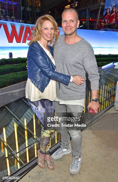 Birte Glang and DJ Moguai during the Baywatch European Premiere Party on May 31, 2017 in Berlin, Germany.