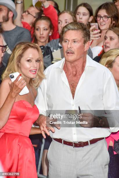 Actor David Hasselhoff with his partner Hayley Roberts during the Baywatch European Premiere Party on May 31, 2017 in Berlin, Germany.
