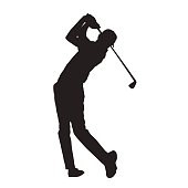 Golf player isolated vector silhouette
