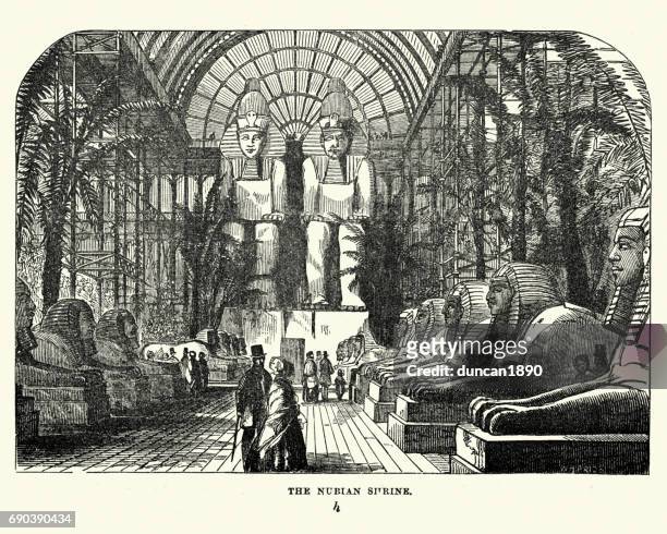 the great exhibition 1851 - the nubian court - eastern african tribal culture stock illustrations